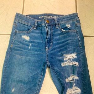 American eagle outfitters super stretch X ripped jeans hi-rise jegging size 4